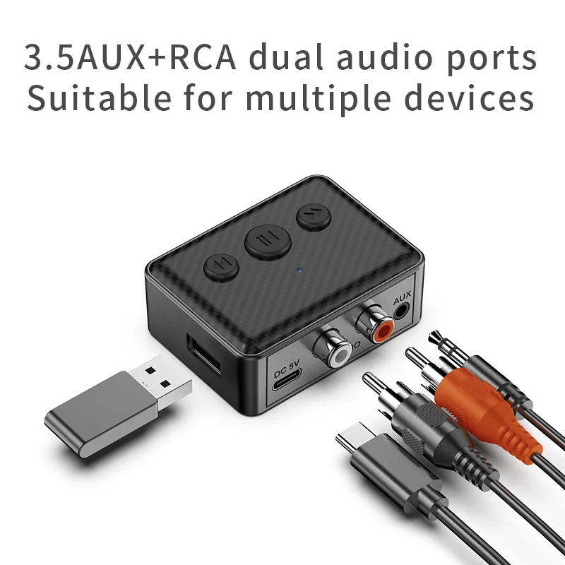 Wireless Bluetooth 5.4 Audio Receiver with Stereo Music Adapter and USB Connectivity