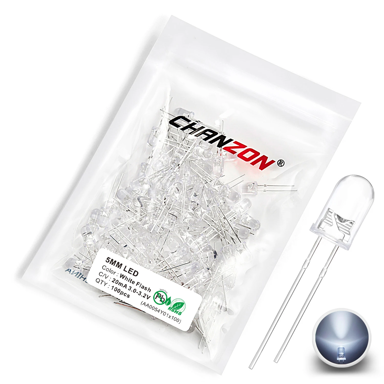100pcs 5mm Multicolor Flashing LED Bulb Set