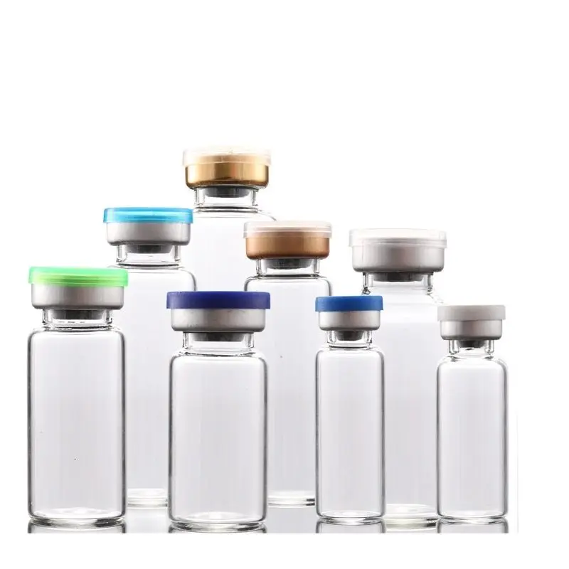 (100pcs) 2ml 5ml Vials with Rubber Stopper Flip Off Caps or Al Caps Glass Bottles 2