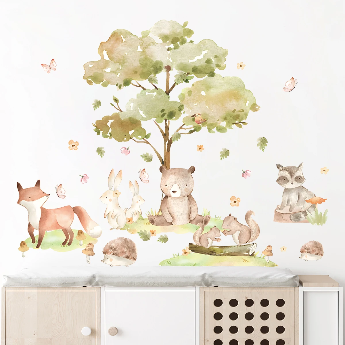 Cartoon Tree Animals Wall Stickers Wall Stickers Home Decor for Children's Room Nursery Baby Kids Rooms Decoration Living Room