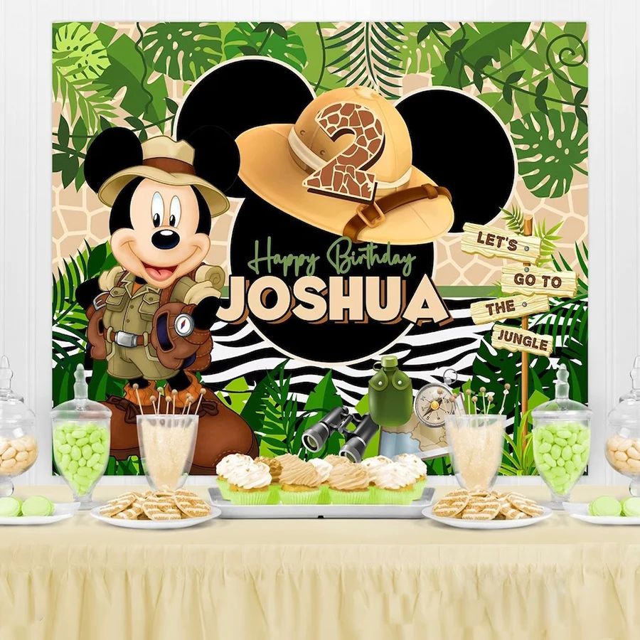 Fundo Personalizado da Fotografia do Safari dos Desenhos Animados Suportes do Mickey Mouse Contexto para o Chuveiro do Bebê Recém-nascido Aniversário do Menino Estúdio de Fotografia - Image 5