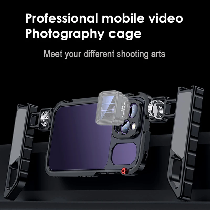 Metal Mobile Phone Cage iPhone 15 Pro 14 13 Pro MAX External 17mm Lens Adapter Vlog Stabilizer Mic Lights Microphone Handle camera cage phone cage phone shooting rig camera handle grip camera handle