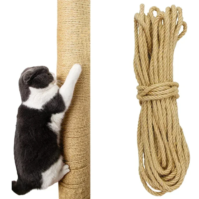 Natural Sisal Rope For Cat Tree DIY Scratching Post Toy Climbing Frame Replacement Kitten Claw Scratch Furniture Handmade Ropes cat scratcher rope