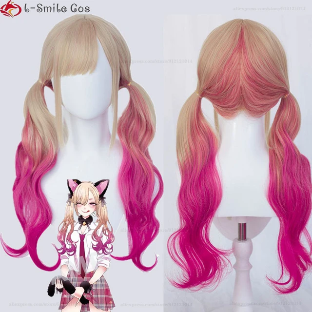 My Dress-Up Darling Sono Bisque Doll Wa Koi Wo Suru Kitagawa Marin Golden  Pink Cosplay Wig