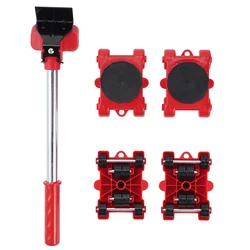 Heavy Duty Furniture Moving Roller Set with Lifting Handle - 5 Piece Transport Tool Kit (1SET)