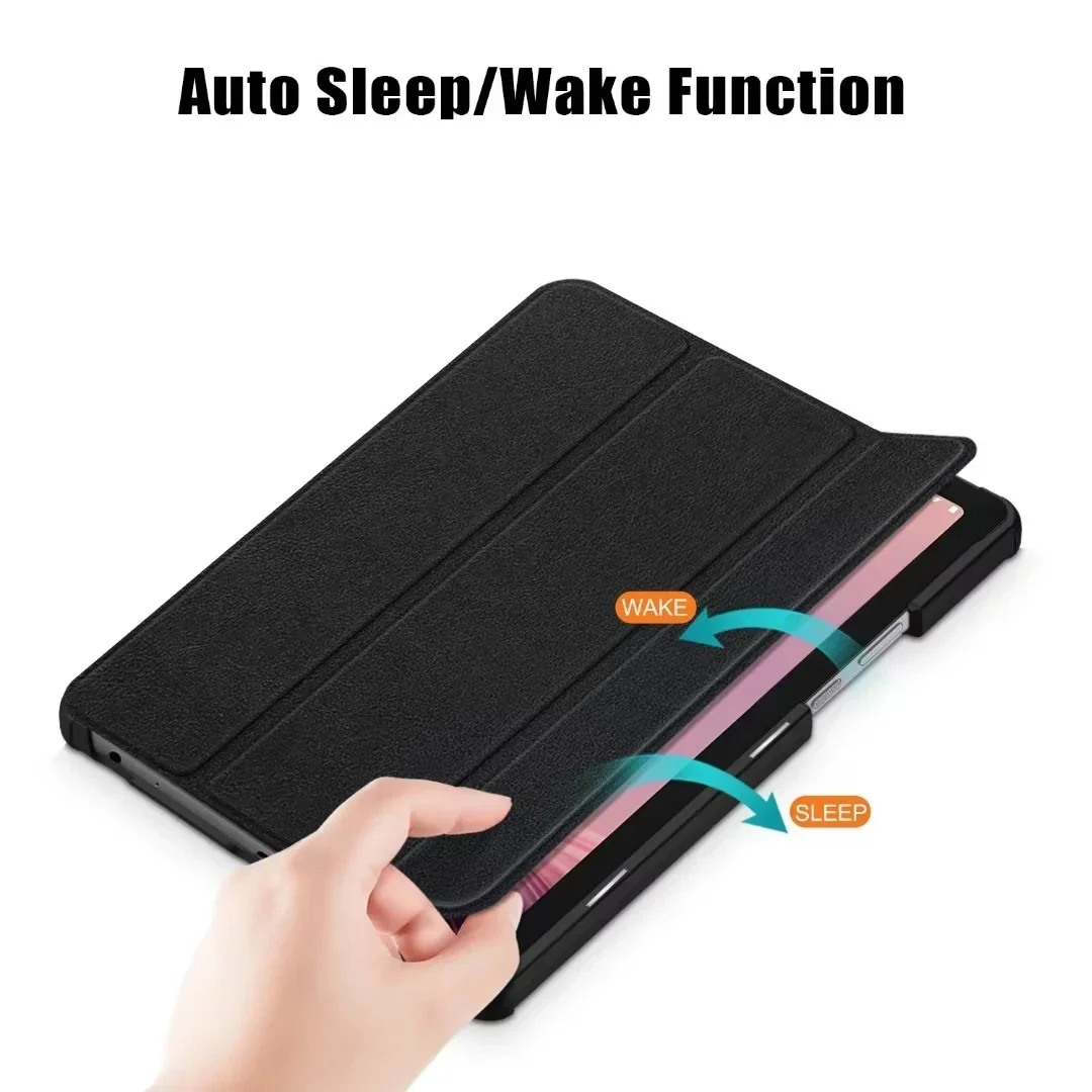 Couro Tablet Capa Magnética Tri-fold Stand Funda Coque Filme e Caneta Lenovo Tab m9 2023 Case Tb310fu Tb310xc 90 in Novo pu - Imagem 2