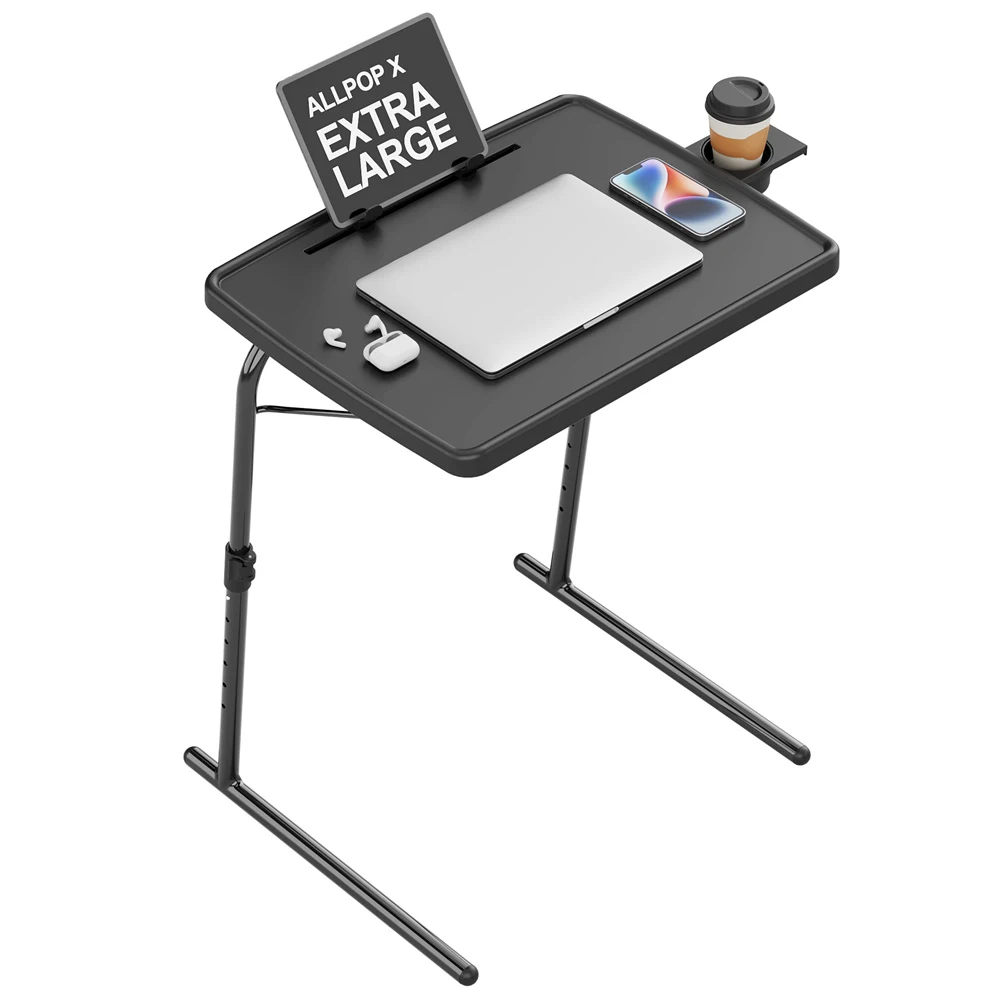 Klappbarer Computertisch, höhenverstellbarer Stehschreibtisch mit Tischplatte-Schlitz/Getränkehalter, Laptop-Schreibstation für das Homeoffice – Detail 8
