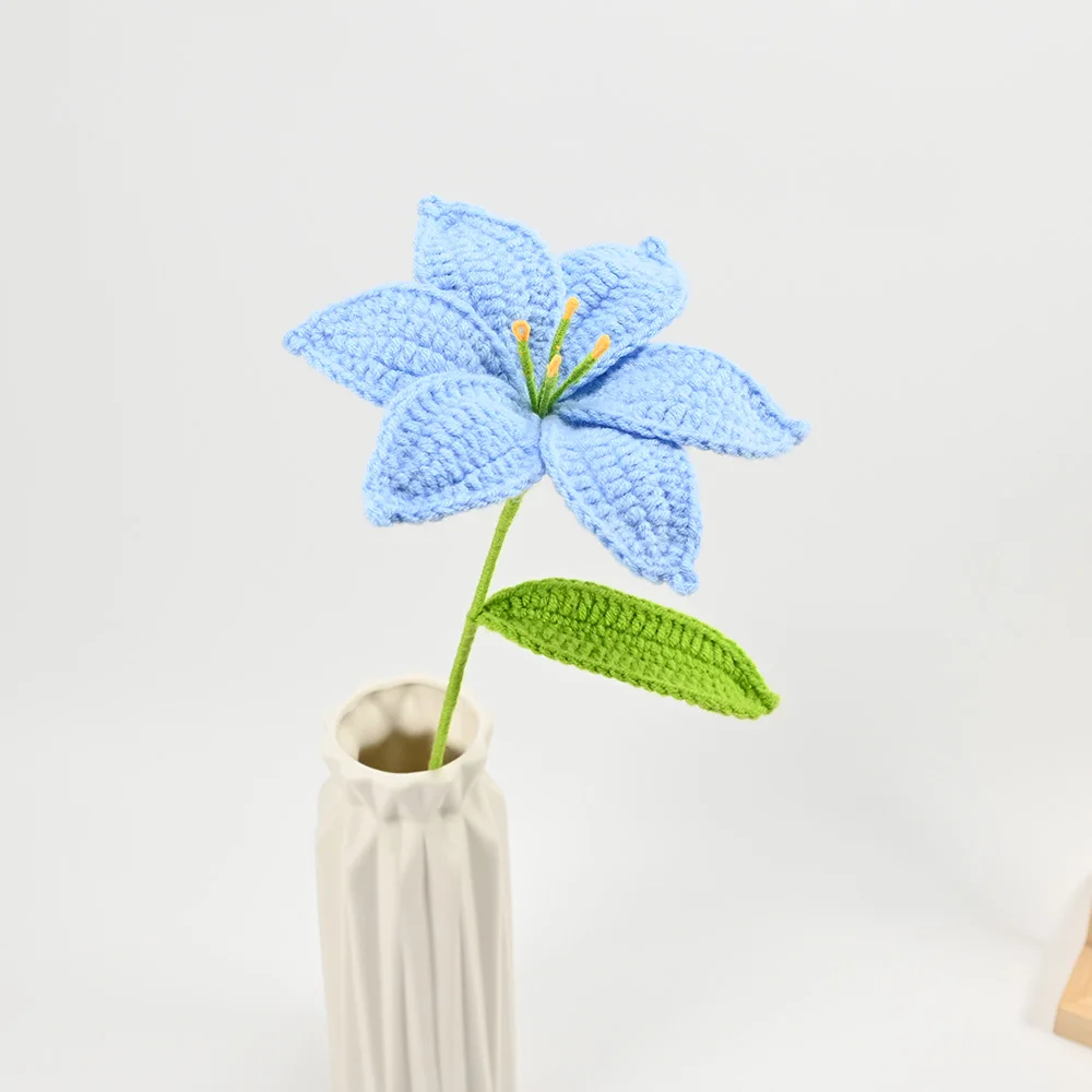 Hand-Crocheted Lily Flower Bouquet - Artistic Fabric Floral Arrangement