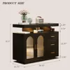 LED Coffee Bar Cabinet Kitchen Storage Cabinet & Sideboard Buffet Cabinets - Shelf Capacity for Dinning Room/Living Room（Black) 2