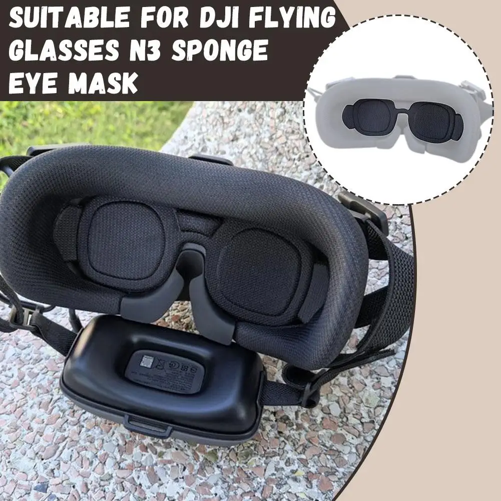 Housse anti-poussière et pare-soleil pour DJI Goggles N3 installée sur les lunettes, bloquant la lumière latérale.