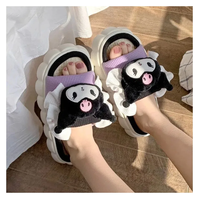 Sanrio Cute Slipper Antislip Flax Comfortable Pochacco Hello Kitty Kuromi Outdoor Indoor Slides Cartoon Sweet funny dog slipper shaped chew toy bite resistant puppy teeth grinding toy funny pet indoor outdoor training playing supplies