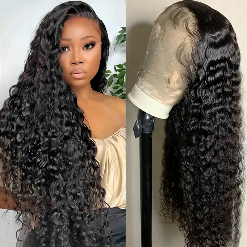 

30Inch Deep Wave Frontal Wig Transparent 13x4 13x6 HD Lace Frontal Human Hair Wigs Curly Human Hair Lace Frontal Wigs For Women