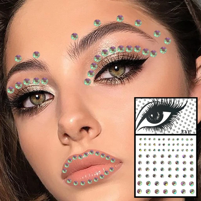 Boho Glitter Rhinestone 3D Crystal Face Eye Stickers Bohemia Tribal Style  Party Make Up Accessories