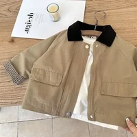 Coupe-vent pour enfants, nouveau Style coréen décontracté Baggy Simple, mode printemps-automne 2025 3