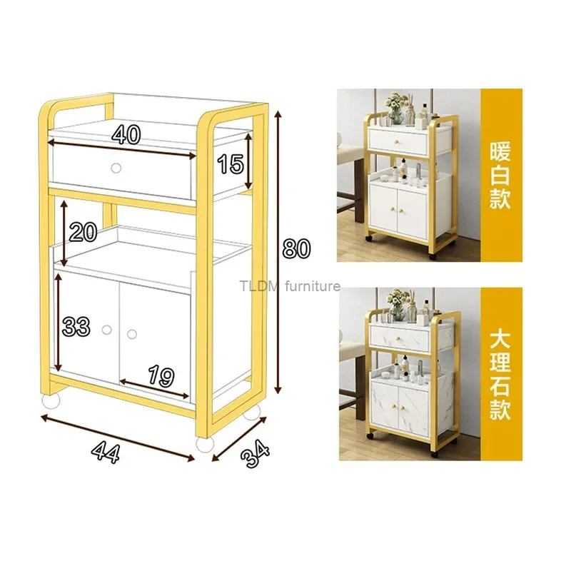 Beauty Salon Tool Cart Light Luxury Golden Salon Trolleys Creative Furniture Room Rack Home Multi-layer Storage Cabinets