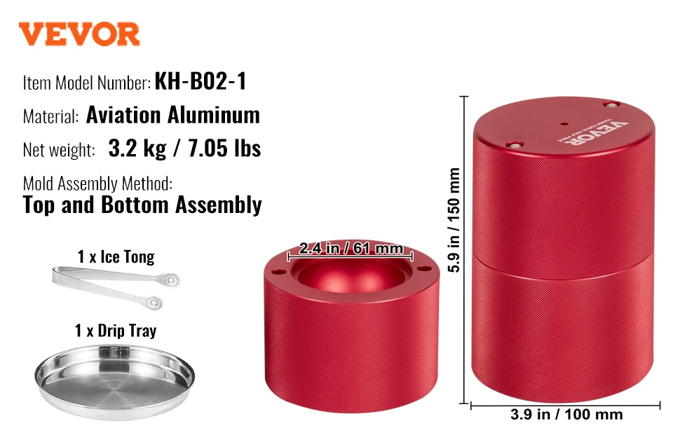 VEVOR Ice Ball Press Kit, Aircraft Al Alloy Ice Press with Ice