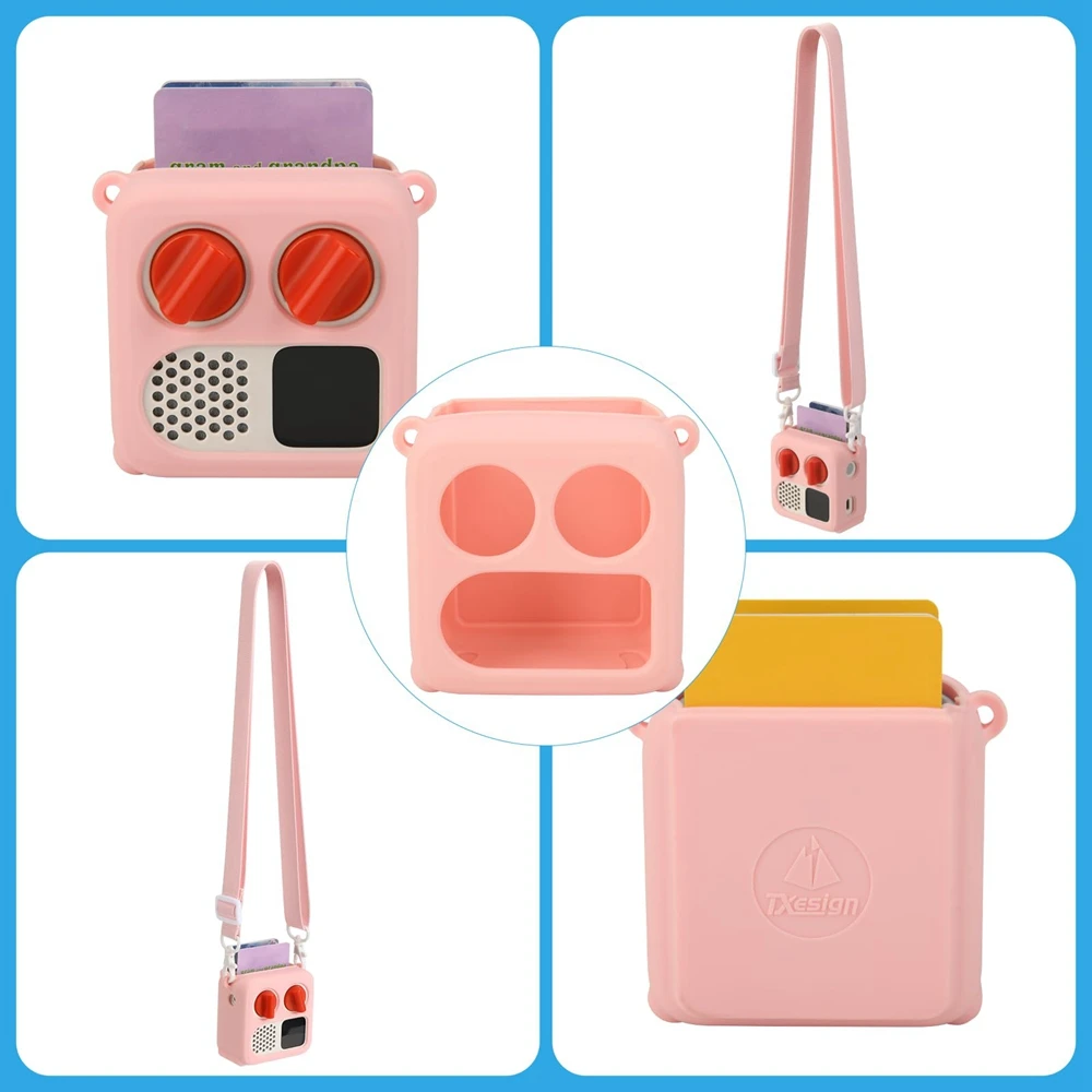 Silicone Protective Cover with Shoulder Strap - Anti-Slip Shockproof Soft Case for Compact Audio Player Accessories