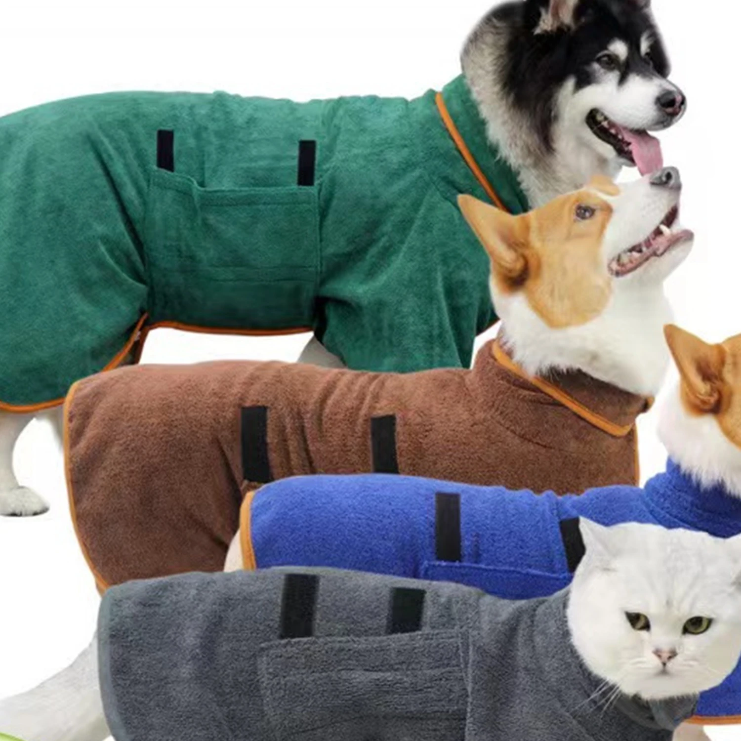 Pet Quick Drying Bath Towel Dog Bathrobe Absorbent Dog Bath Towel Large Small Dogs Clean Absorbent Bathrobe Full Body Wrap Cat