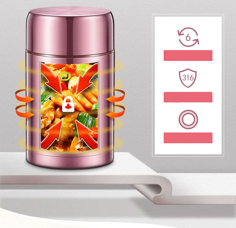 BOAONI 800ml/1000ml Food Thermal Jar Vacuum Insulated Soup Thermos  Containers 316 Stainless Steel Bodum Lunch Box With Folding Spoon 210709  From Shanye10, $41.73