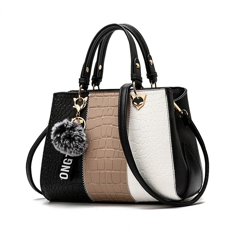 

Colorblock Croc Pattern Handbag, Fashion PU Leather Crossbody Bag, Women's Office & Work Purse
