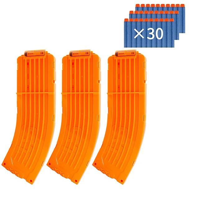 Punta KER-Gels de fléchettes 15 longues, chargeur, clip de recharge rapide  pour jouet Nerf N