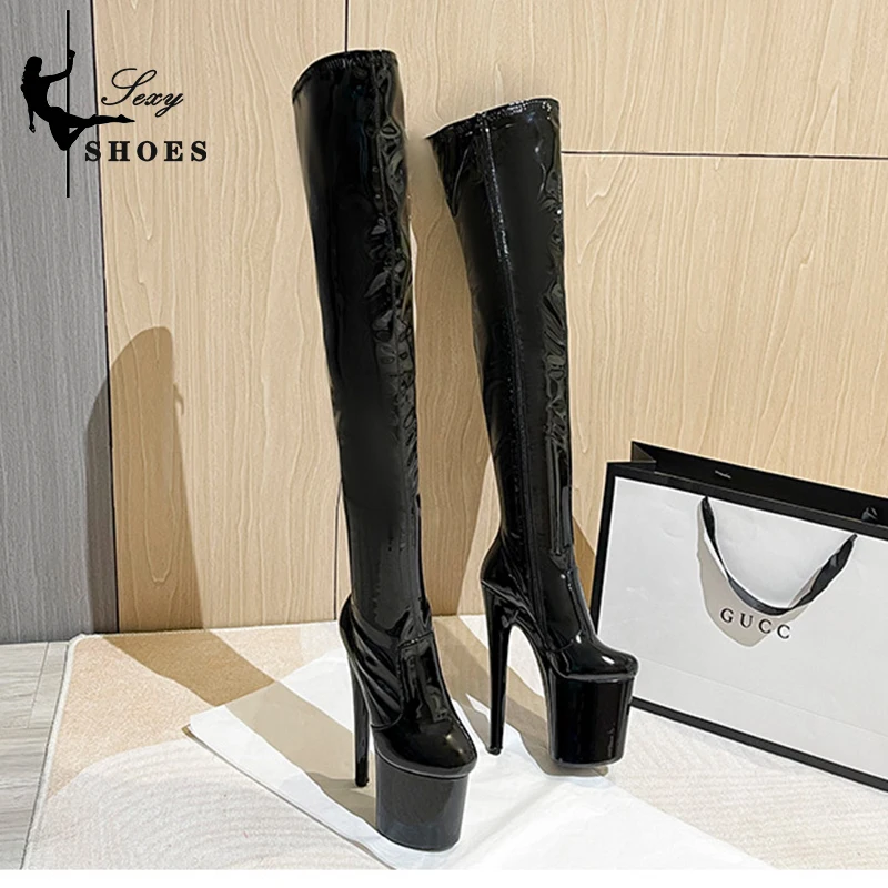 Fashion Show 20cm Thin High Heels Over the Knee Boots Women Platform Ladies Wedding Party Shoes Thigh High Boots Catwalk Shoes
