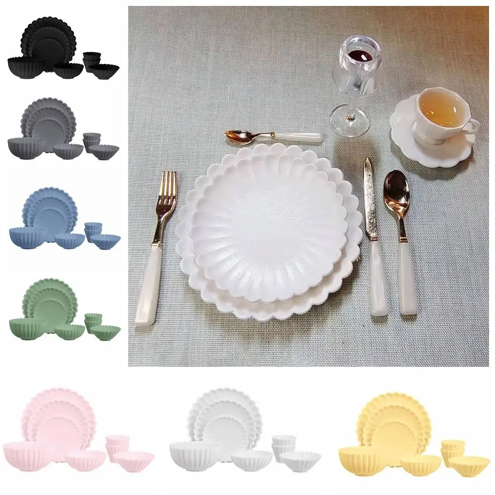 8Pcs 1:6 Dollhouse Tableware Miniature Food Utensil Bowl Dish Plate Kitchen Furniture Photo Props Scene Model Doll Accessories