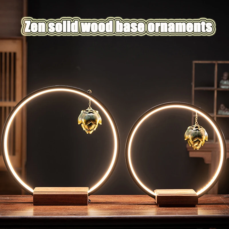 

Backflow Incense Burner Zen Furnace Decoration Base Solid Wood Home Decoration Living Room Study Lamp Ring Incense Holder
