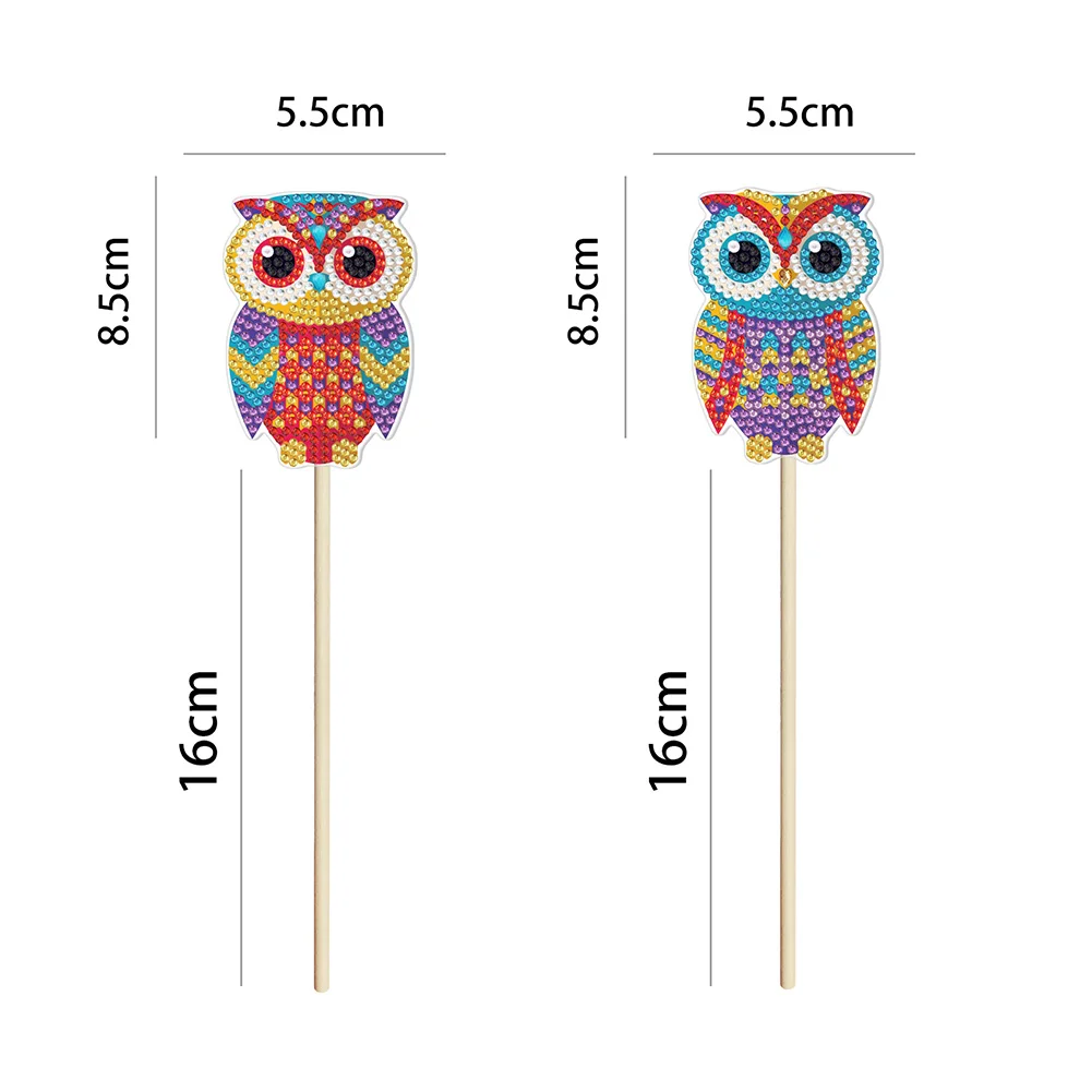 2pcs DIY Diamond Painting Flower Plant Decoration Stick Animal Diamond Embroidery Flower Pot Bedroom Home Ornaments