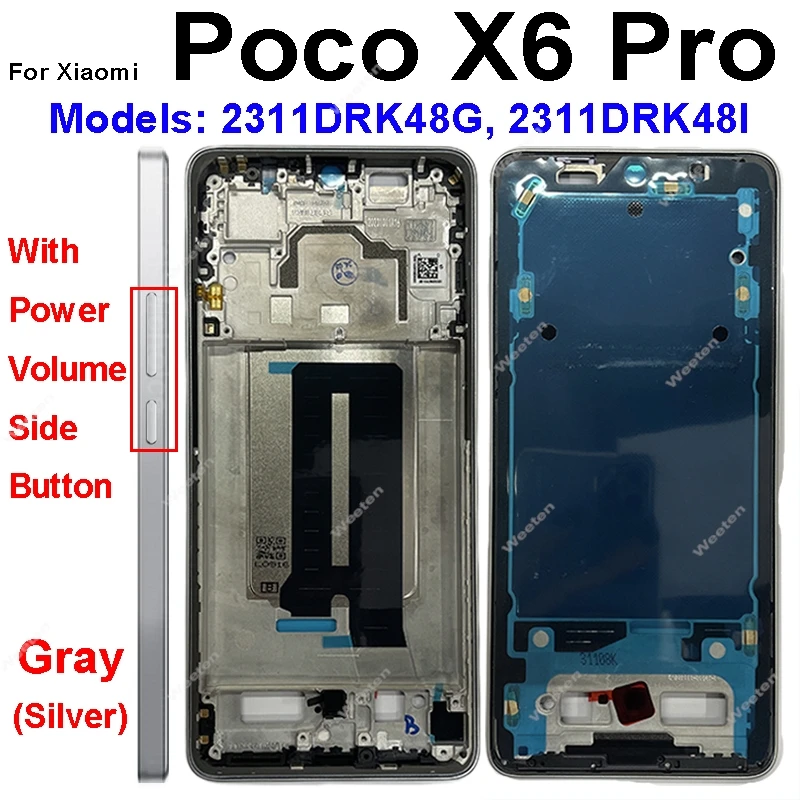 Middle Housing For Xiaomi Poco X6 X6Pro Back Cover Housing Front