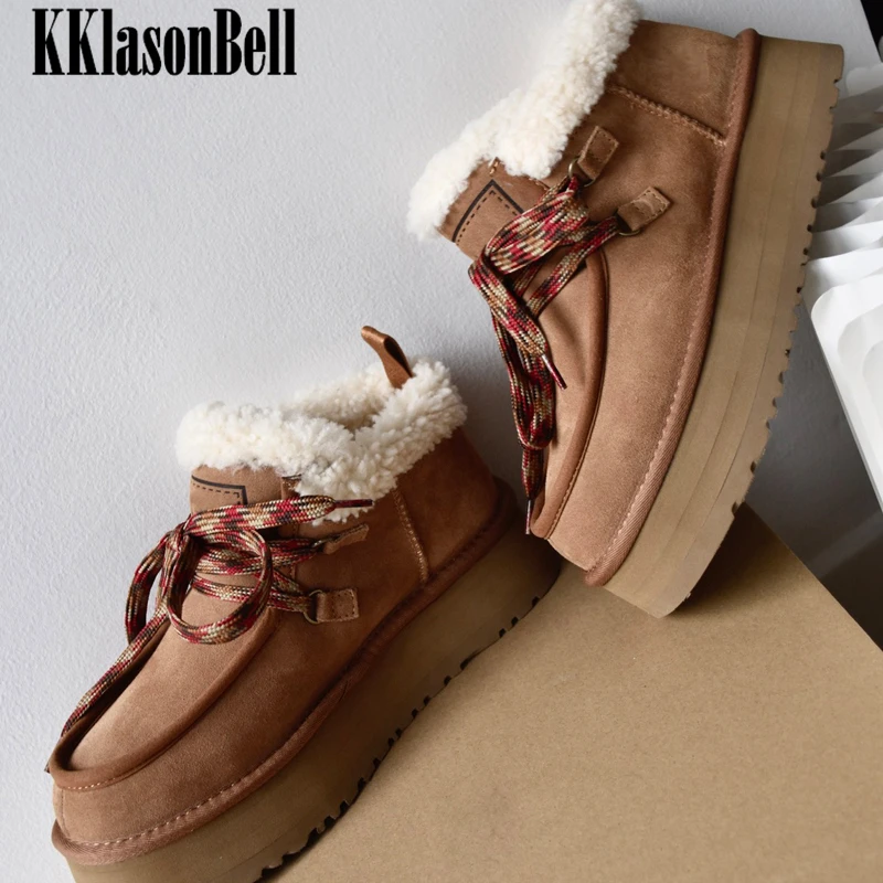 

12.23 KKlasonBell Street Fashion Lamb Wool Snow Boots Women Keep Warm Height Increasing Ankle Boots