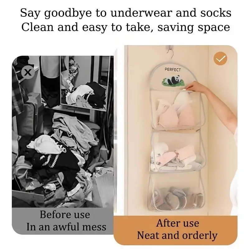 Breathable Mesh Wall Hanging Bag for Underwear Socks,Household Closet Underwear Storage Organization,Laundry Basket for Toy Doll 5
