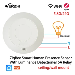 ZigBee/Wifi Motion MmWave Presence Sensor For Lighting 110/220V Wireless Switch On/Off Relay Tuya Smart Life Home Automation DIY