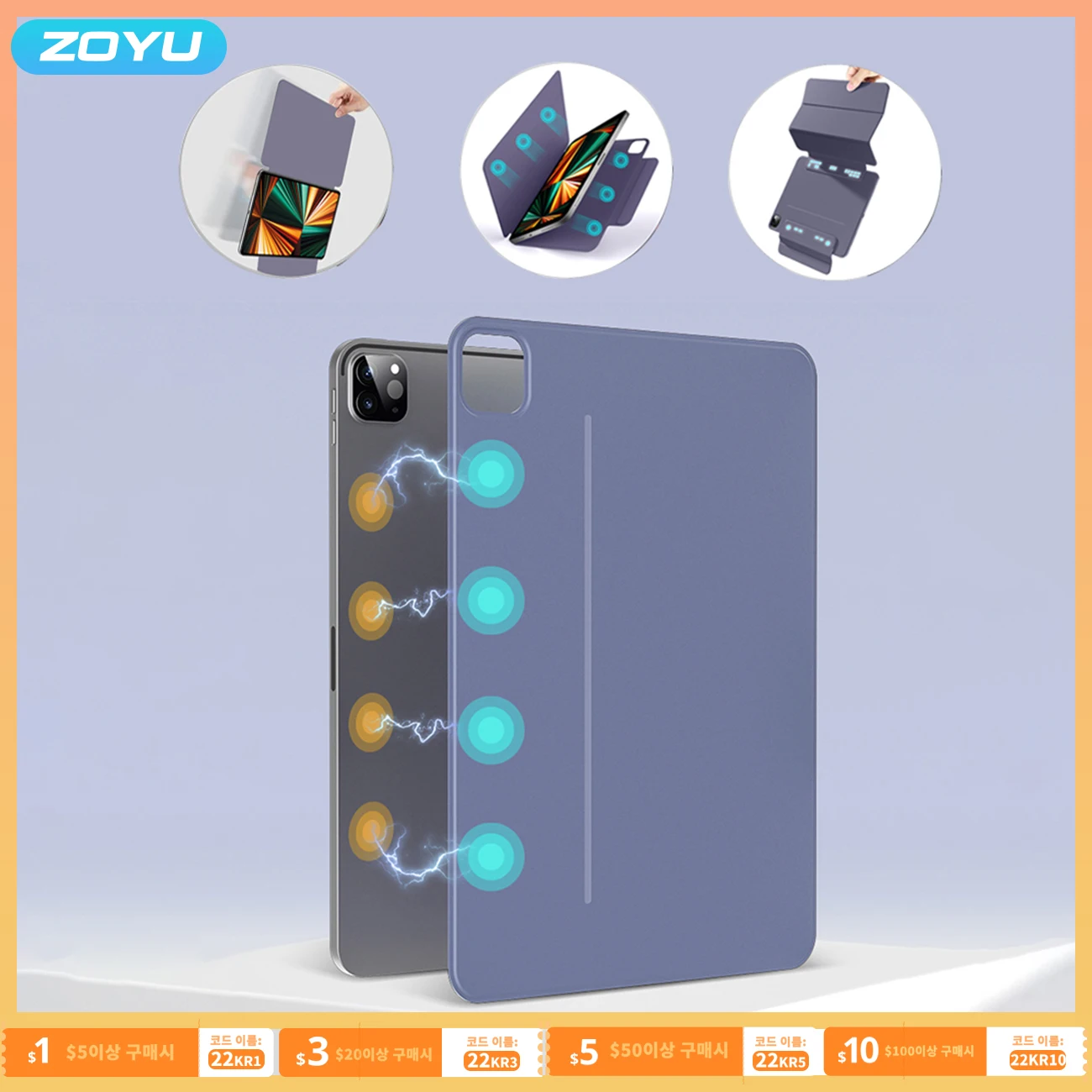 ZOYU Case for iPad Mini6 Pro 11 12 9 Detachable separation For iPad 10 10.9 Air 45th Gen Magnetic detachable Case