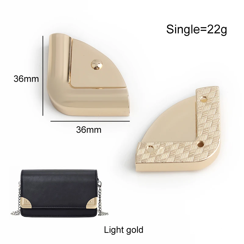 36X36Mm Lichtgouden Metalen Rand Hoekbescherming Voor Lederen Tassen Scrapbooking Tas Bagage Decor Zijkant Gespen Accessoires