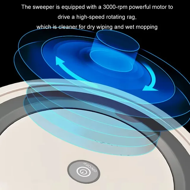 Wireless Smart Sweeping Robot, 3 in 1 Smart Sweeper, Ultra Silent Low Power Consumption Auto Cruise Sweeping and Vacuuming Robot 5
