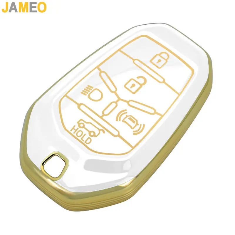 Gold Edge Tpu Car Smart Key Case Remote Key Fob Cover Per Ssang Yong 2020 G4 Rexton Ssangyong Car Key Shell Accessori