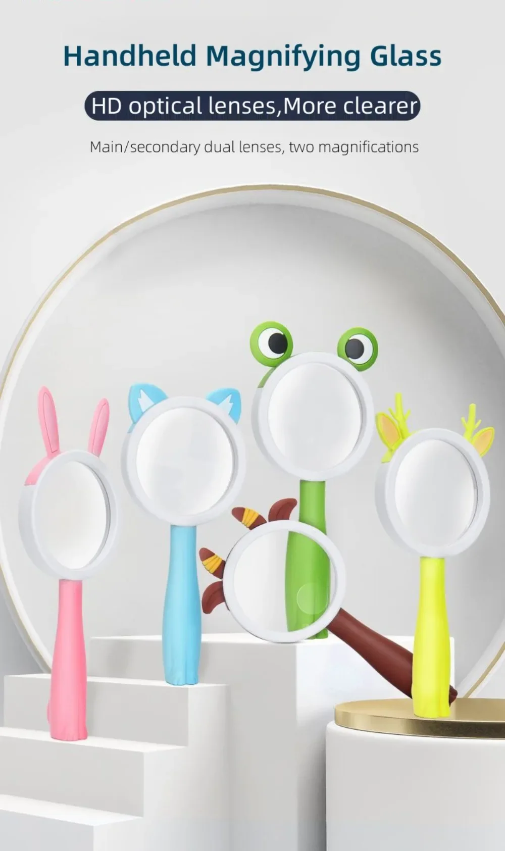 Children's Magnifying Glass 5x-10X Anti-skid Handheld