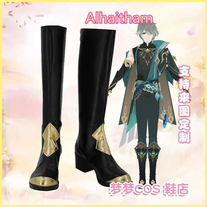 

Genshin Impact Alhaitham Cosplay Costume Shoes Handmade Faux Leather Boots
