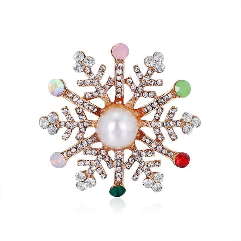 Broche flocon de neige en cristal pour femmes, à la mode, strass, écharpe, Clip, vêtements pour filles, accessoires