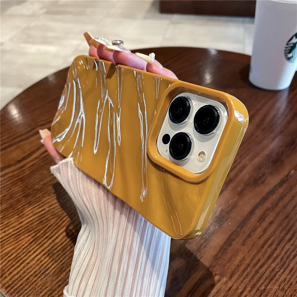 thumbnail image 1 of Funda de teléfono de Color caramelo con patrón ondulado 3D rizado de lujo para iPhone 15, 11, 12, 13, 14 Pro Max, X, XR, XS, 7, 8 Plus, SE, cubierta suave a prueba de golpes, 1 of 5