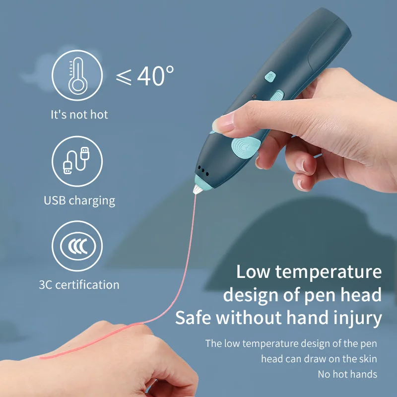 Luxmoc No Hot 3D Printing Pen Three-Dimensional Graffiti DIY Drawing Toys Models Low Temperature Wireless 3D Drawing Pen