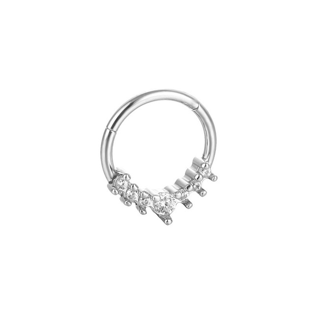 Nose Piercing Ring Hinged Segment Zircon Septum Piercing Clicker Opal Ear Cartilage Tragus Helix Lip Nariz Pircing Cuff Goth