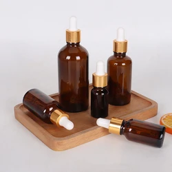 Wholesale Empty Dropper Bottle Brown Essential Oil Glass Aromatherapy Liquid 5-100ml Drop for Massage Pipette Bottles Refillable