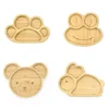 Baby Frog Wooden Dinner Plate Baby Feeding Bowl Children Feeding Tableware With Silicone Suction Cup Wooden Cartoon Dinner Plate 2