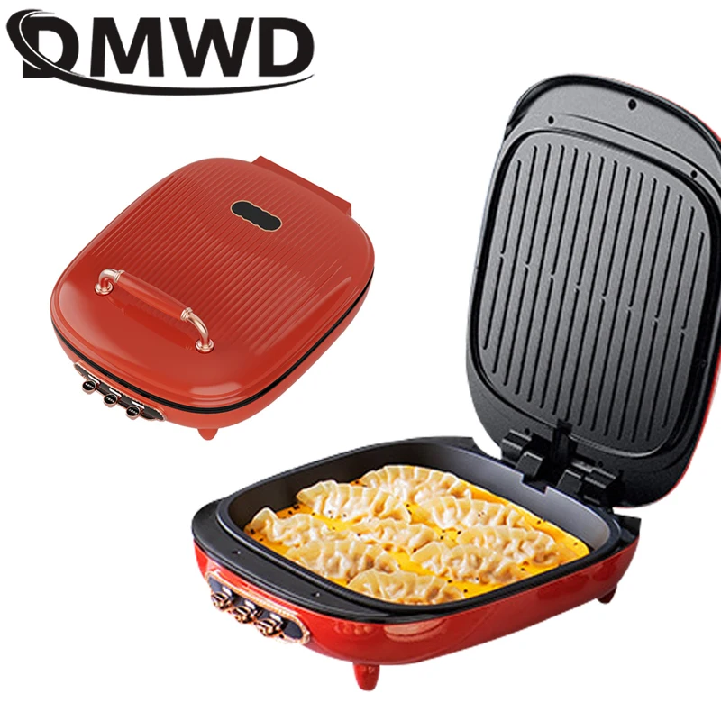 DMWD Multifunction Double Side Heating Electric Skillet 1400W Crepe Pancake Maker Pizza Pie Machine Grill BBQ Griddle Frying Pan