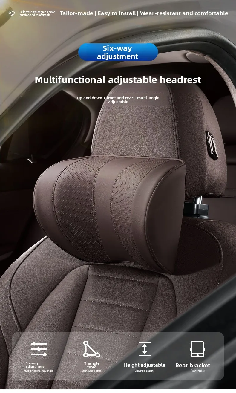 6D verstellbares Auto-Nackenkissen, CryoSilk & Memory Foam – ergonomische Executive-Unterstützung, 4-Jahreszeiten-Cool – Detail 1