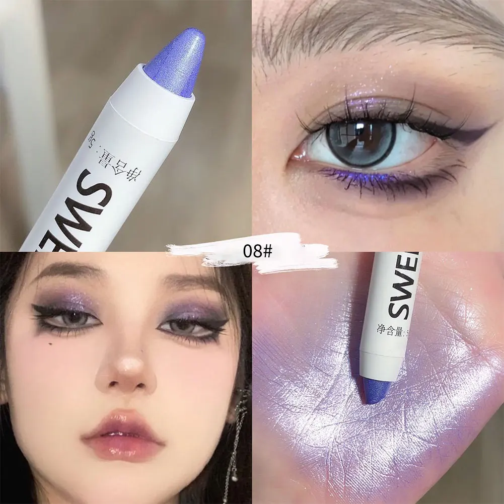 

Glitter Highlighter Pen Waterproof Pearlescent Matte White Sliver Diamond Brighten Lying Silkworm Eyeshadow Stick Facial Makeup