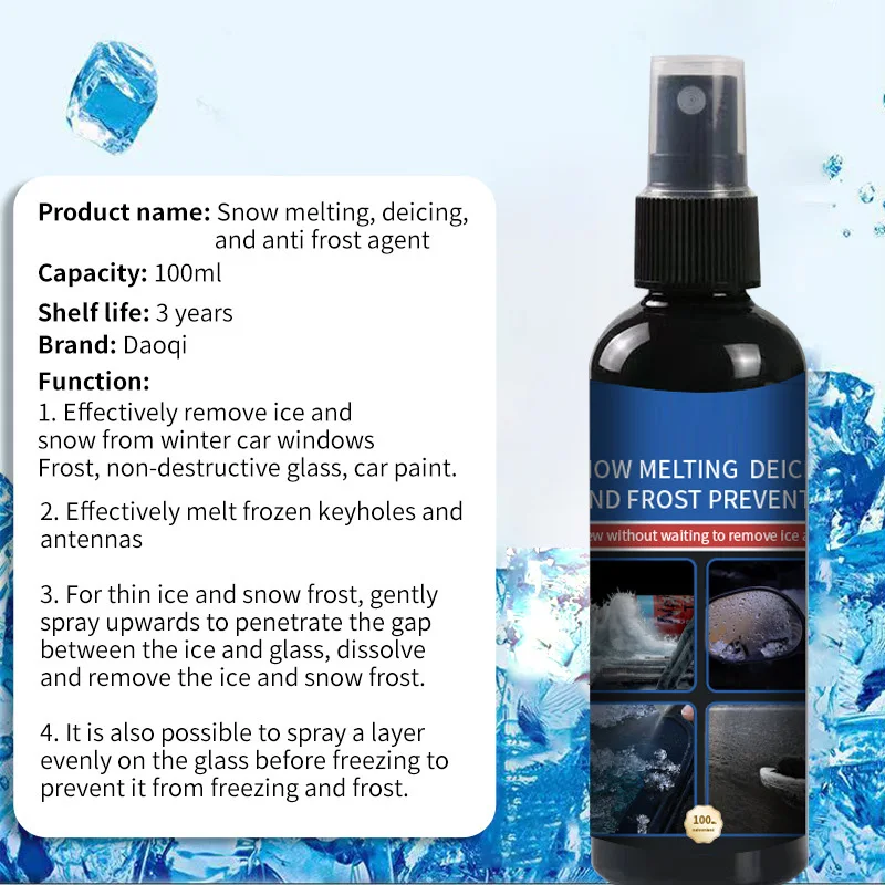 Car Windshield Deicing Spray 100ml Snow Melting Spray Anti Frost Auto Window Ice Melting Agent Car Glass Defrosting Liquid
