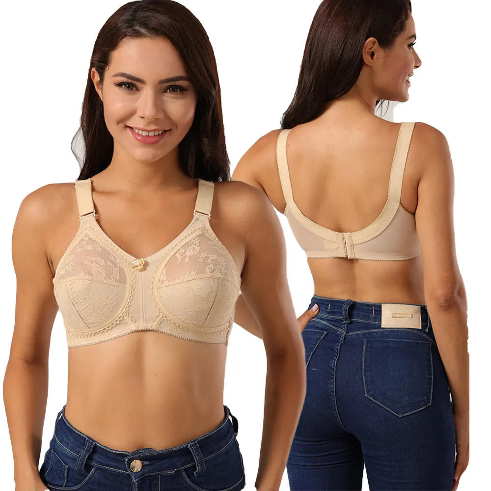 Reggiseno Donna Gios Classico Senza Ferretto Con Incrocio Frontale E Pizzo Foderato In Cotone